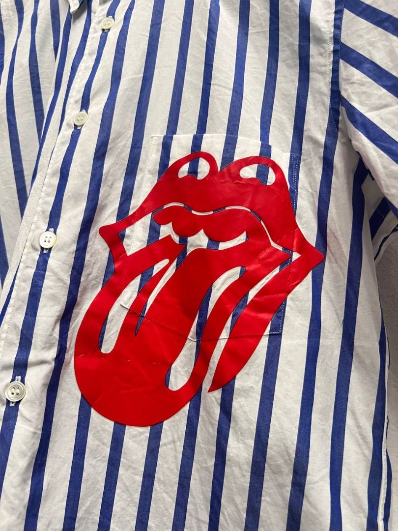 SS06 Comme Des Garcons Homme Plus x The Rolling Stones Blue Striped Shirt