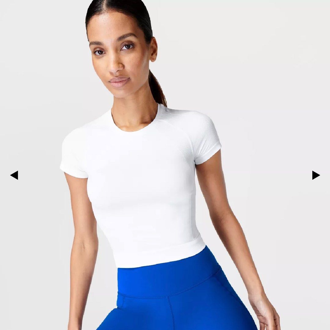 Sweaty Betty Athlete Crop Seamless Gym T-Shirt, Women's Fashion