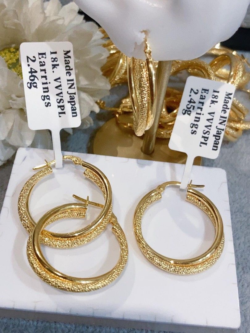 18K gold Yg/2tone Loop Earrings, Women