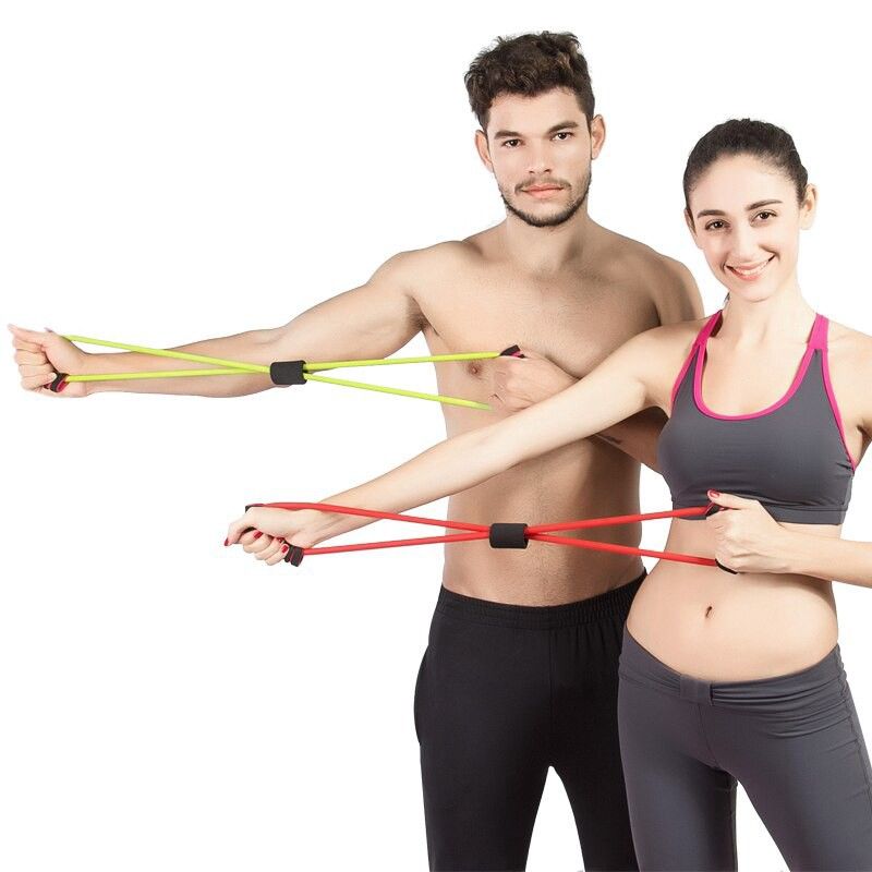 40cm Yoga Elastic 8 shapes rope band pulling rope chest expander Home ...