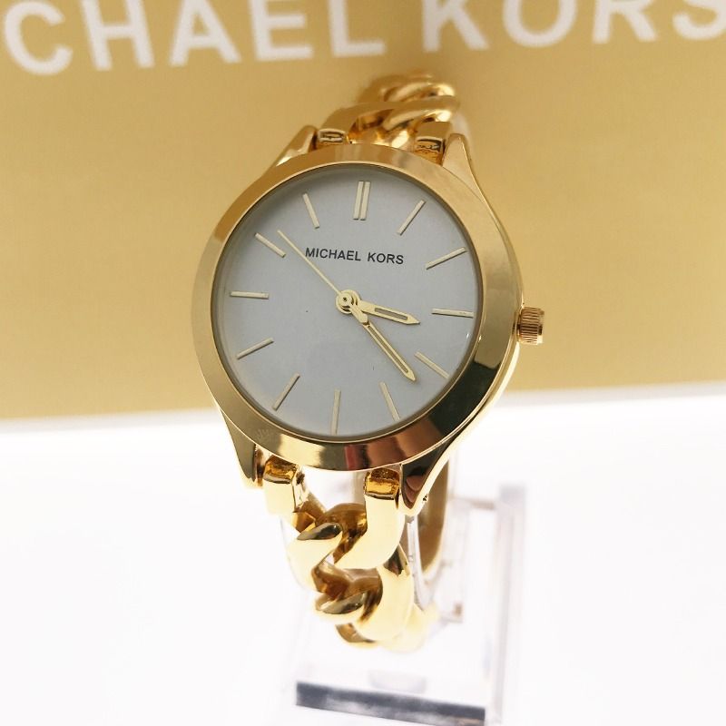 BIG DIWALI SALE MK3222 Michael Kors Slim Runway Champagne Dial Gold Tone Ladies Watch