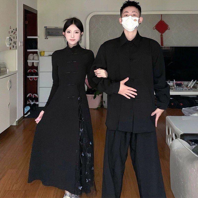 Autumn and winter plush new Chinese chic and unique national style cheongsam high end Zen tea dress black dress Women s Fashion Dresses Sets Dresses on Carousell