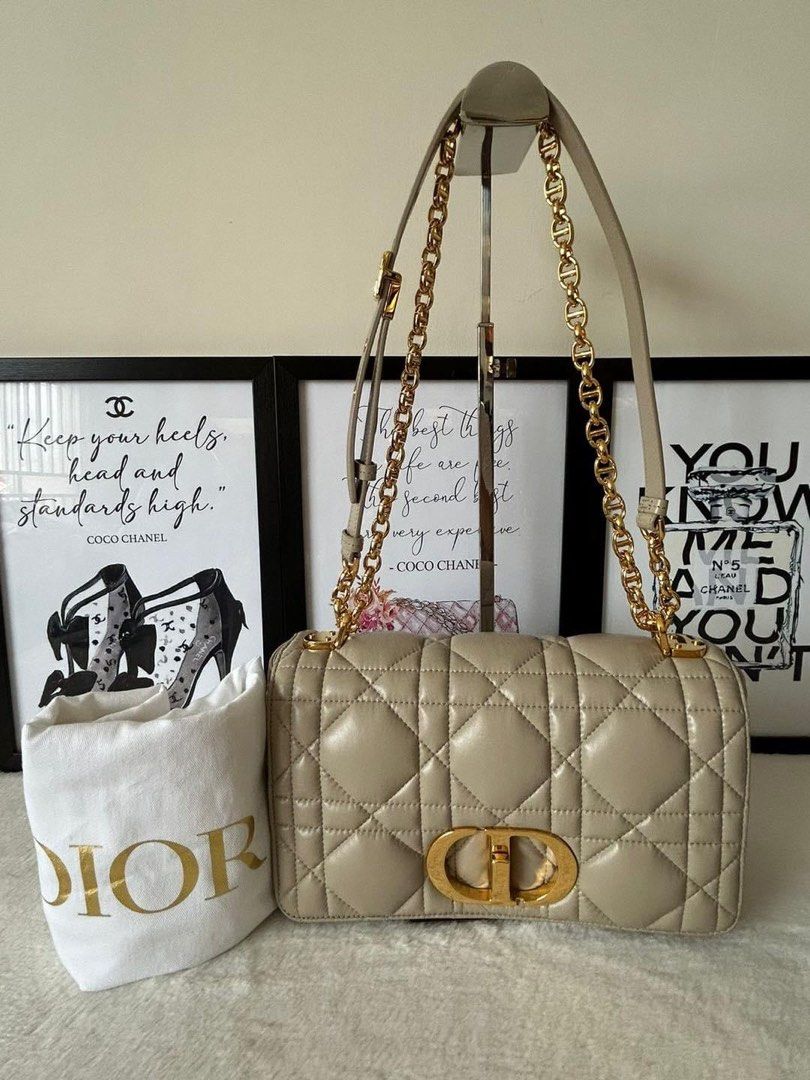 CD Medium Caro Bag (Category: Luxury Bags & Wallets) located in Manila. Submitted by bagislifeshop (Listing ID 1329693392, Image 1). Description: ☑️Available in Pampanga ✅Condition: 9/10 ✅Colour: Sand in GHW ✅Material: Quilted Macrocannage calfskin ✅Size: 25.5 X 15.5 X 8CM ✅Inclusion: Dustbag and receipt .