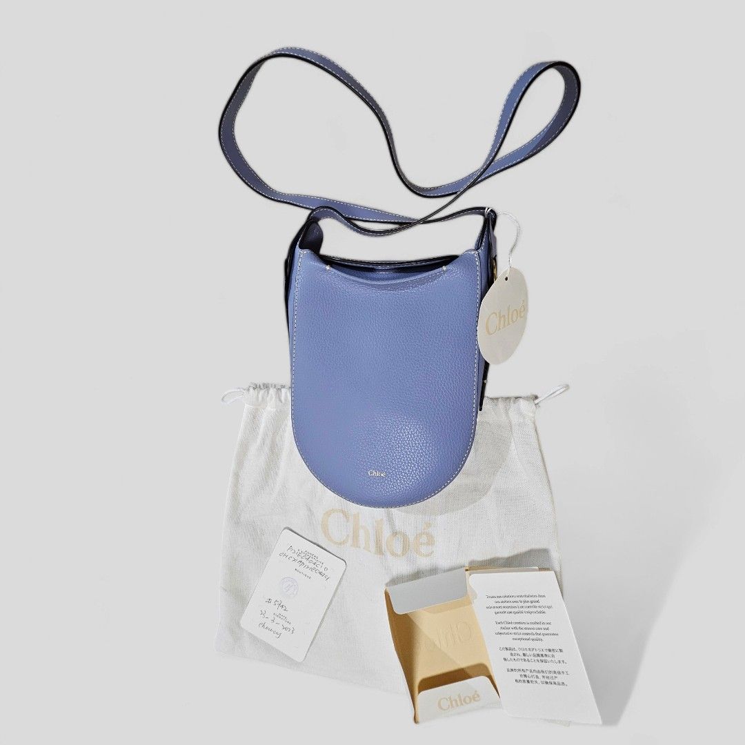 Chloé Mini Darryl Leather Shoulder Bag (Category: Cross-body Bags) located in Quezon City. Submitted by d.ele (Listing ID 1329771714, Image 1). Description: CHLOE Mini Darryl Leather Shoulder Bag Color: Gentle blue Material: pebbled leather Like new. Used once. With dust bag, authenticity card and tag..