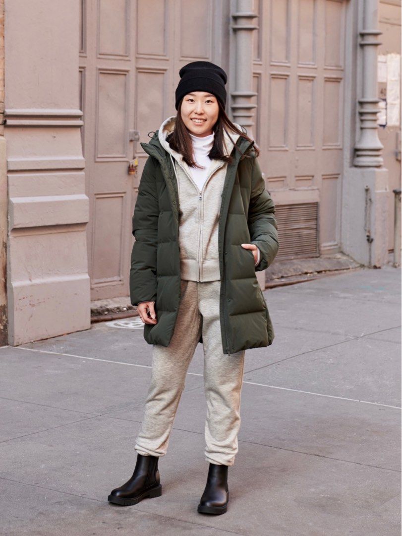 Dark Green Uniqlo seamless down short coat winter jacket women s ladies lady women cold waterproof jacket snow