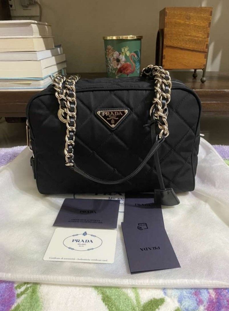 For sale (Category: Luxury Bags & Wallets) located in Bayugan. Submitted by daniel2019 (Listing ID 1329690301, Image 1). Description: prada chain sling tessuto authentic.