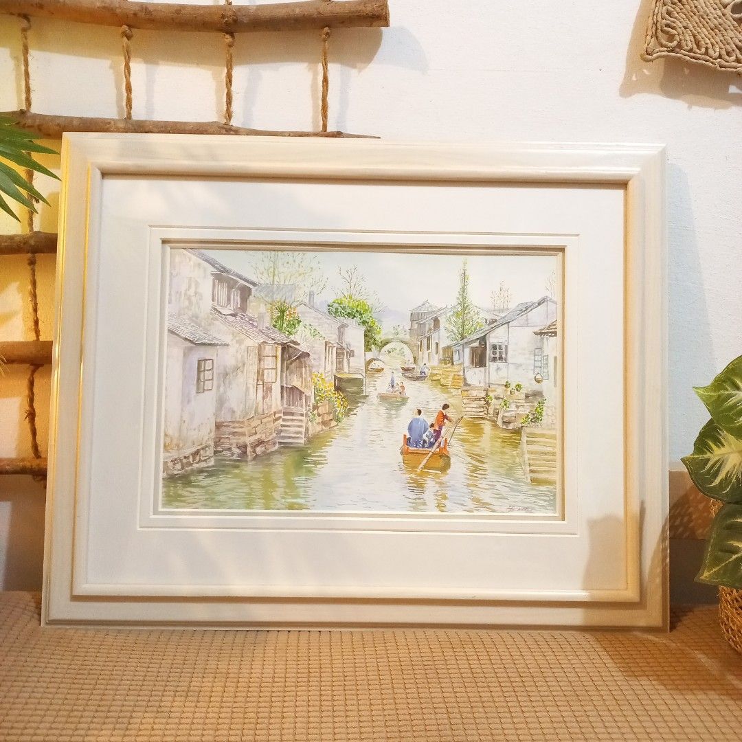 Framed watercolor painting (Category: Art & Prints) located in Dasmarinas. Submitted by millennialmeetsvintage (Listing ID 1329781886, Image 3). Description: 58 x 47 cm high quality solid wood frame minor flaw: scratches on acrylic cover last price posted no haggling pls 🙅‍♀️ 🌍ships from DASMA, CAVITE 🚚 shipping via Lalamove only ❌no reservations, first-to-pay basis ❌no physical store, no walk-ins ❌no COD transactions .