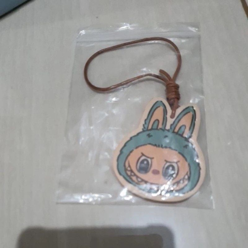 Labubu Key Tag Gantungan kunci tag labubu kulit asli bagus non pop mart, Fesyen Wanita ...