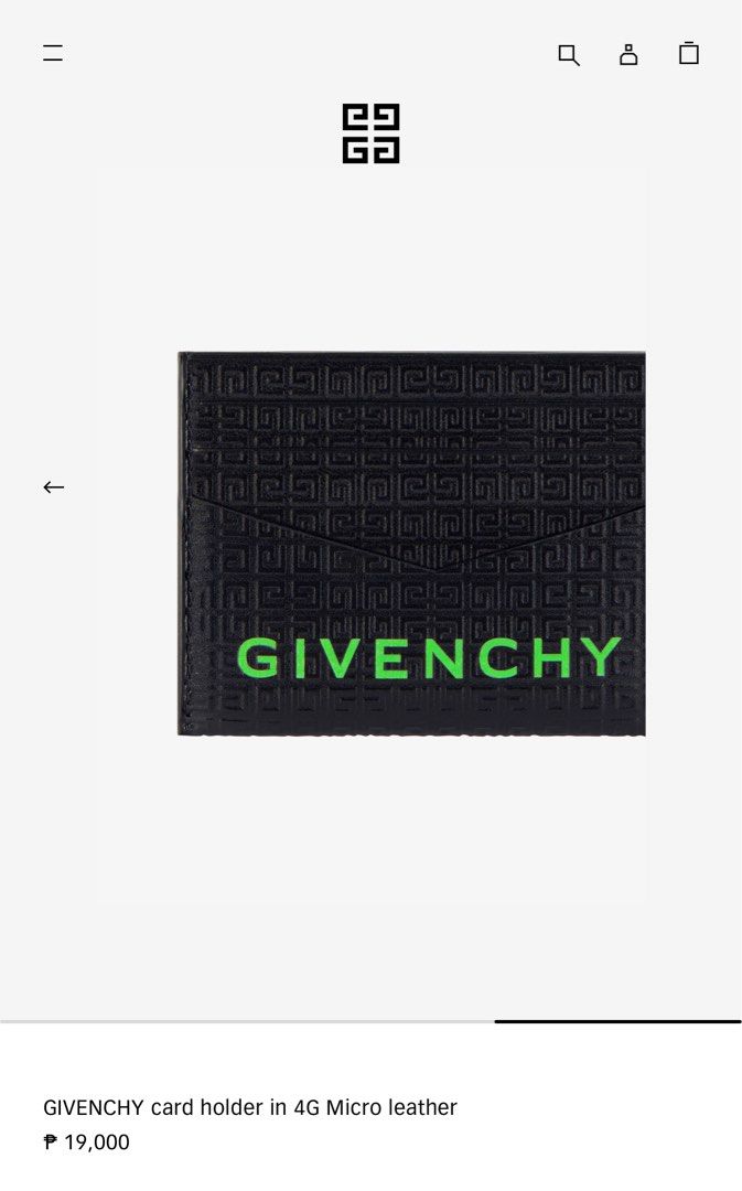 Givenchy leather cardholder (Category: Wallets & Card Holders) located in Imus. Submitted by erisoncelovesph (Listing ID 1329792157, Image 2). Description: FOR SALE - Givenchy cardholder. Almost new. Used only a few times. 19k at Givenchy website. Selling below SRP. Complete inclusions (box, dust bag, documentation, paper bag and receipt). Please refer to the other photos for description. Screenshot shows different color but same design. For meet