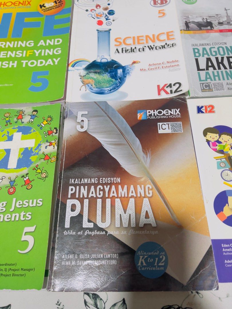 Grade 5 Private School Books ( 2 sets available) (Category: Textbooks) located in Baguio. Submitted by claudnibela (Listing ID 1329775573, Image 3). Description: - Grade 5 - Set1: (1 set sold) Encountering Jesus in the Sacraments Learning and Intensifying English Today Pinagyamang Pluma Science A Field of Wonder Math for Life Bagong Lakbay ng Lahing Pilipino - Grade 5 - Set2: Encountering Jesus in the Sacraments Learning and Intensifying English 