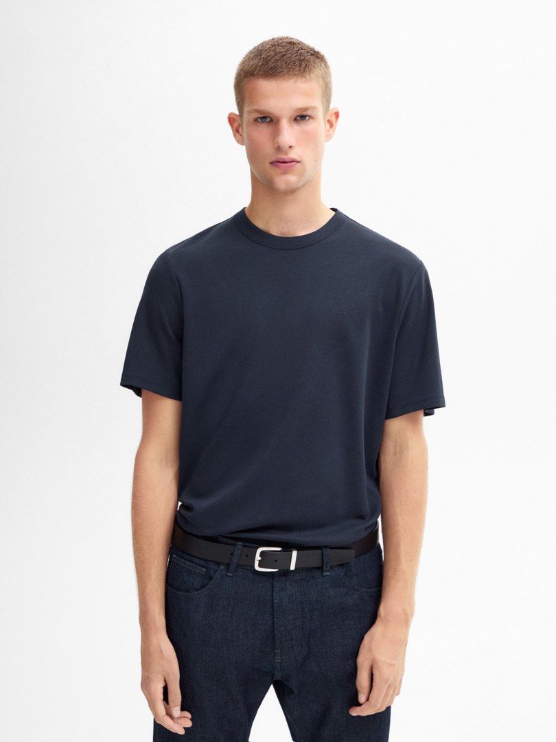 Massimo Dutti Basic Short Sleeve Shirt Men s Fashion Tops Sets Tshirts Polo Shirts on Carousell