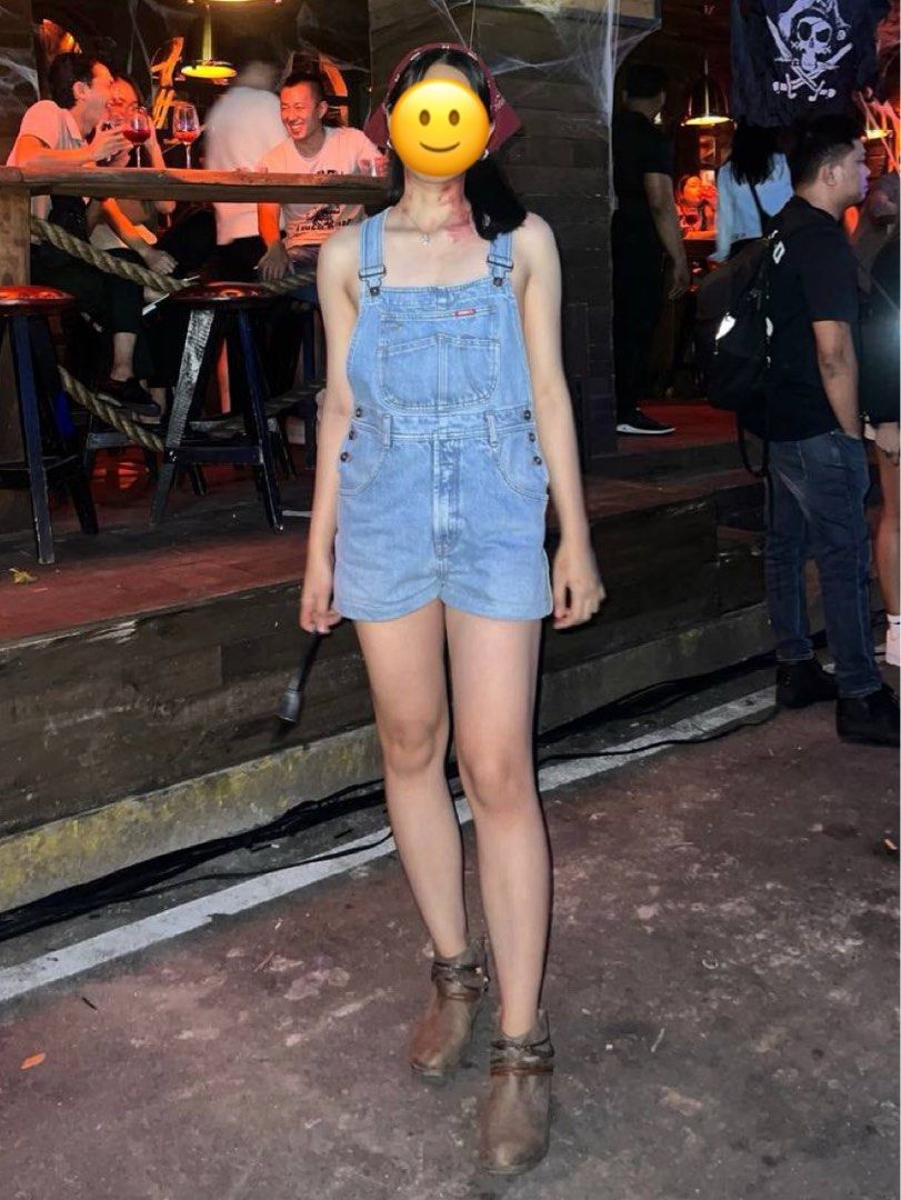 Maxine Halloween Costume (Mia Goth) (Category: Sets or Coordinates) located in San Juan City. Submitted by eribear (Listing ID 1328744231, Image 3). Description: Inclusions: ✅ jumper (adjustable, can fit m-l girlies) ✅ shoes ✅ bandana - only wore the jumper last 2023 halloween in poblacion - real denim material - so much better in person - actual picture posted - my height: 5’6” - weight: 62kg - shoes size: 9-10 only issue is yung tearing ng desi