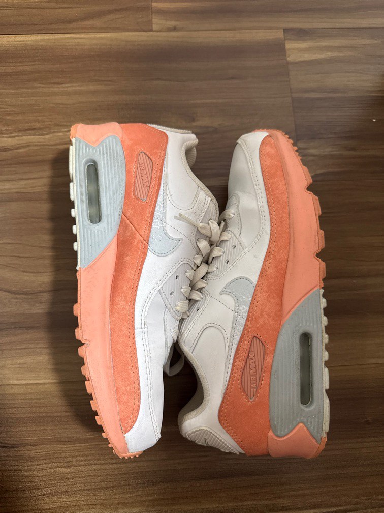 Nike Air Max 90 White and Peach Sneakers GS Women s Fashion Footwear Sneakers on Carousell