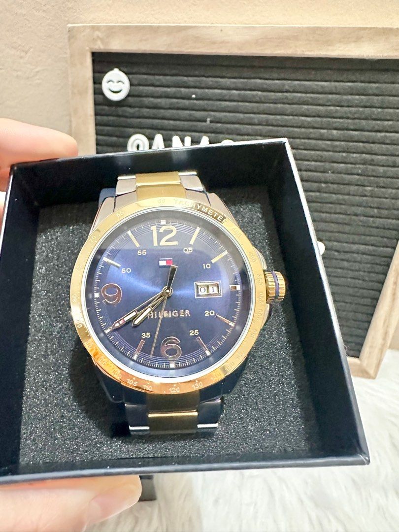Original Tommy Hilfiger men s two toned stainless steel bracelet watch 1791453
