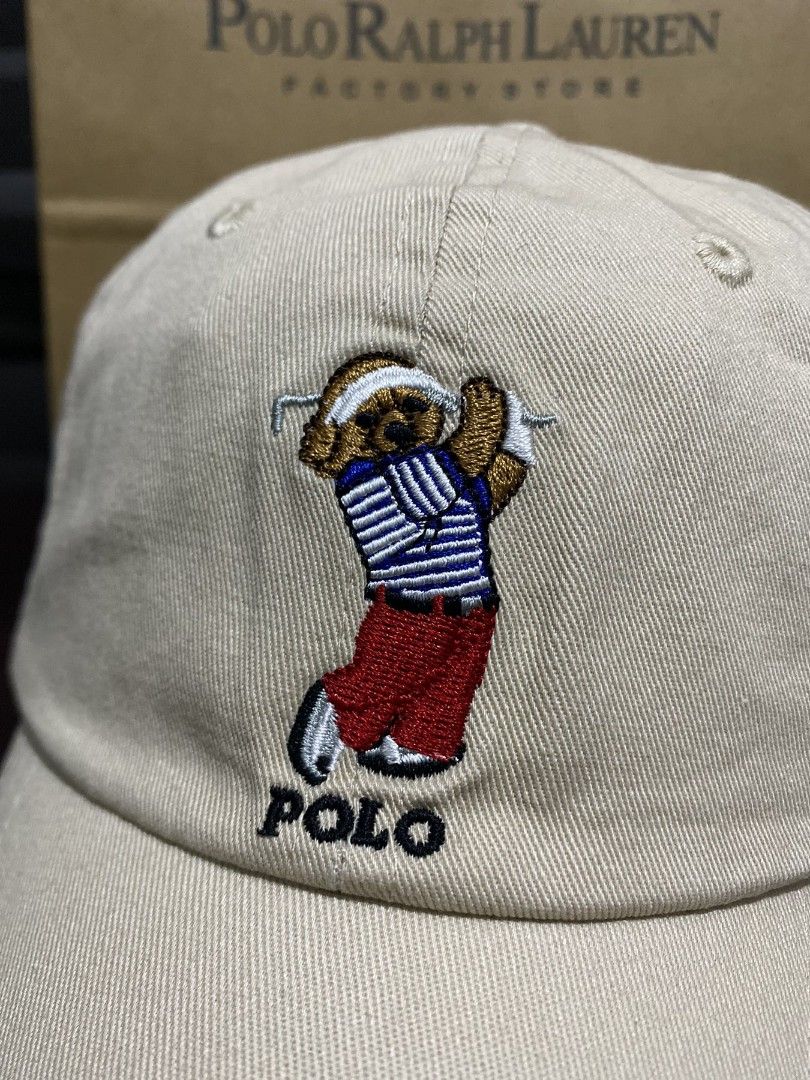Polo Ralph Lauren Bear Golf Logo Beige Cap Women s Fashion Watches Accessories Hats Beanies on Carousell