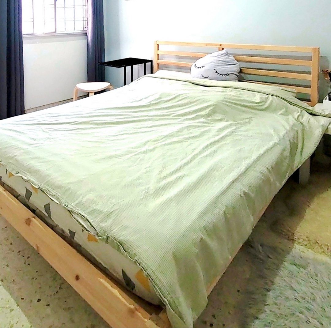 Queen Size Bed Frame with King Koil Mattress, Furniture & Home Living