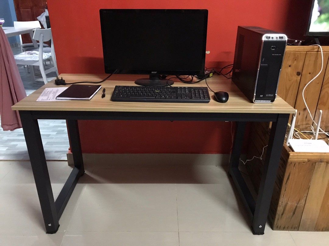 Work Pc Table Metal Readystock Office Table, metal leg gaming study working tables desks ...