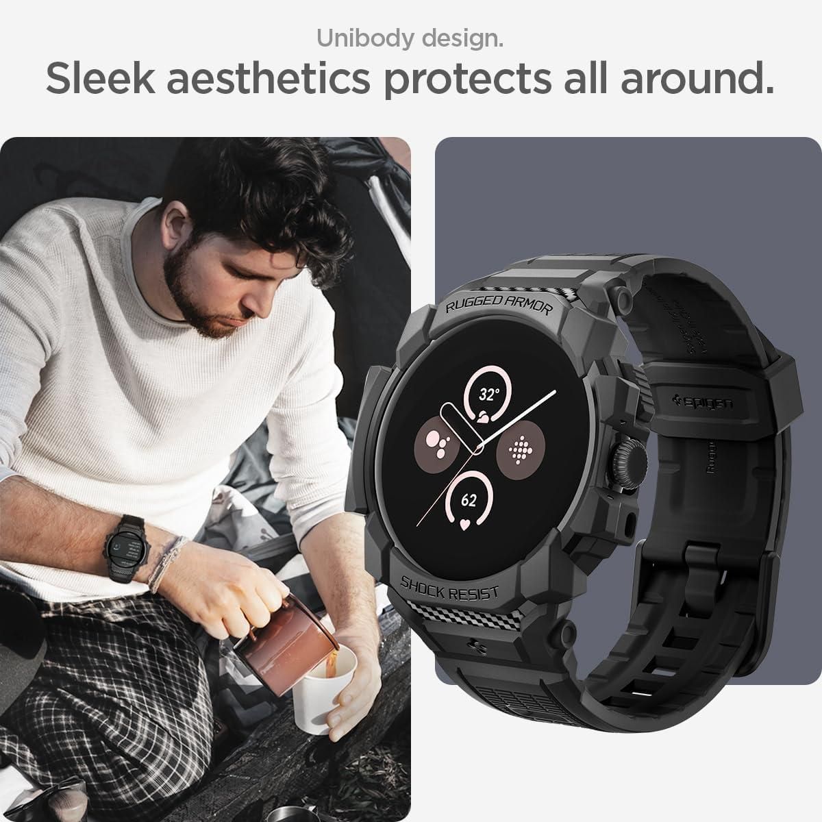 Spigen Compatible with Google Pixel Watch 3 45mm Strap Band Rugged Armor Pro Matte Black Mobile Phones Gadgets Mobile Gadget Accessories Cases Sleeves on Carousell