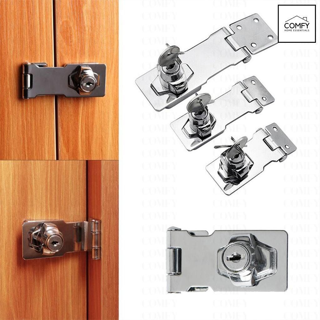 Stainless Steel Self Locking Hasp Latch Cabinet Drawer Door Safety Lock ...