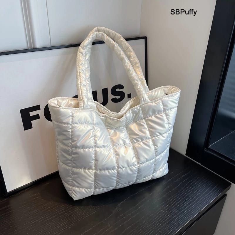 Tote Bag Puffy Bag Parasut Glossy Shoulder Bag Muat Laptop Up To 14inch