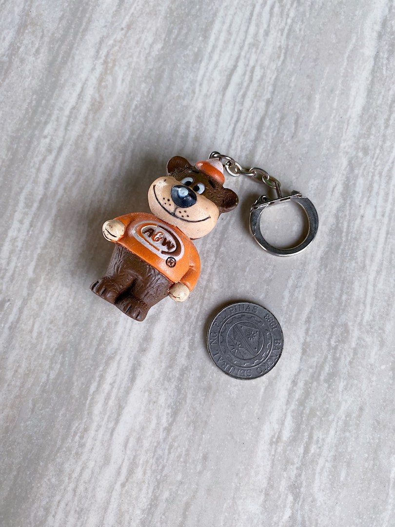 Rooty Keychains (Vintage) A&W Restaurant - The Great Root Bear “Rooty” Mascot ...