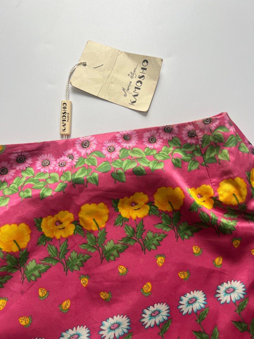 Vintage Deadstock Kamosho Paris Silk Floral Skirt, Women