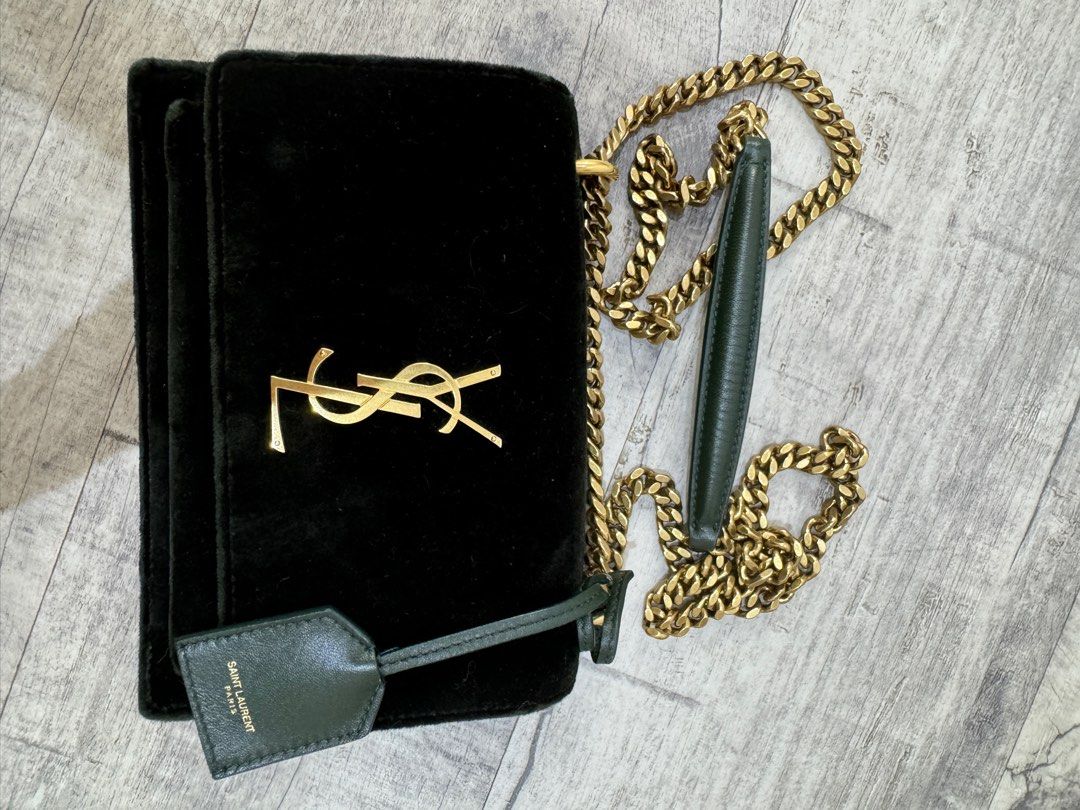 YSL Sunset in dark green velvet lambskin interior Luxury Bags Wallets on Carousell