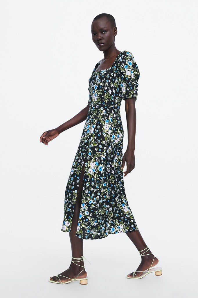 Zara Floral Puff Sleeves Maxi Dress, Women's Fashion, Dresses & Sets,  Dresses on Carousell