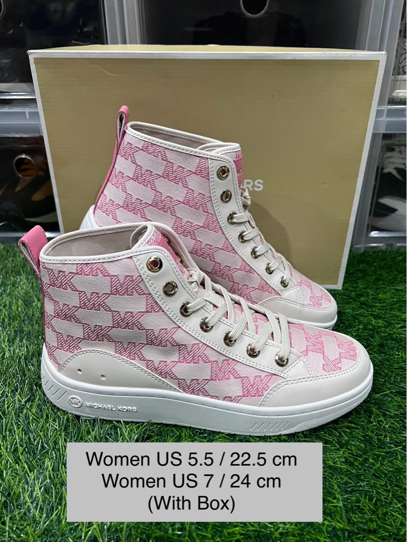 Original Michael Kors MK Shea Mid High Top Sneakers Women s Fashion Footwear Sneakers on Carousell