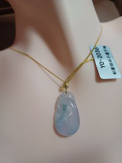 天然緬甸A貨翡翠18K扣頭冰紫飄花玉如意吊咀/24x14X4mm64234005140610110