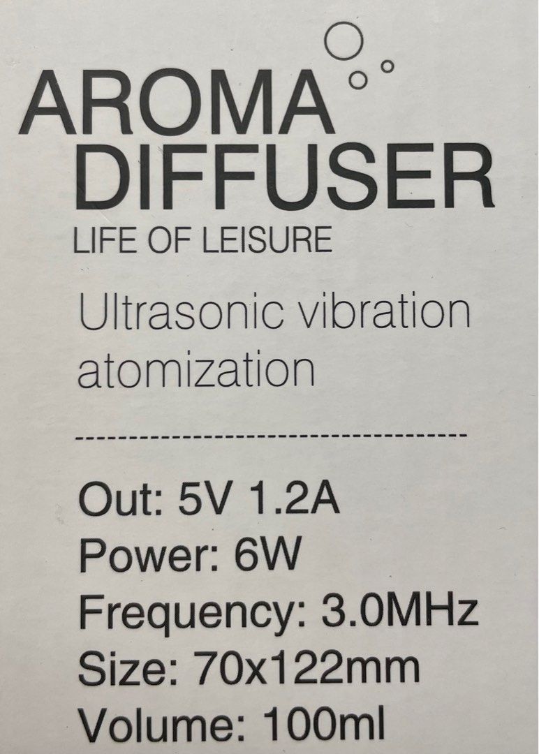 Aroma Diffuser (Category: Home Fragrance) located in Singapore. Submitted by liayewan (Listing ID 1329952666, Image 3). Description: Brand new.