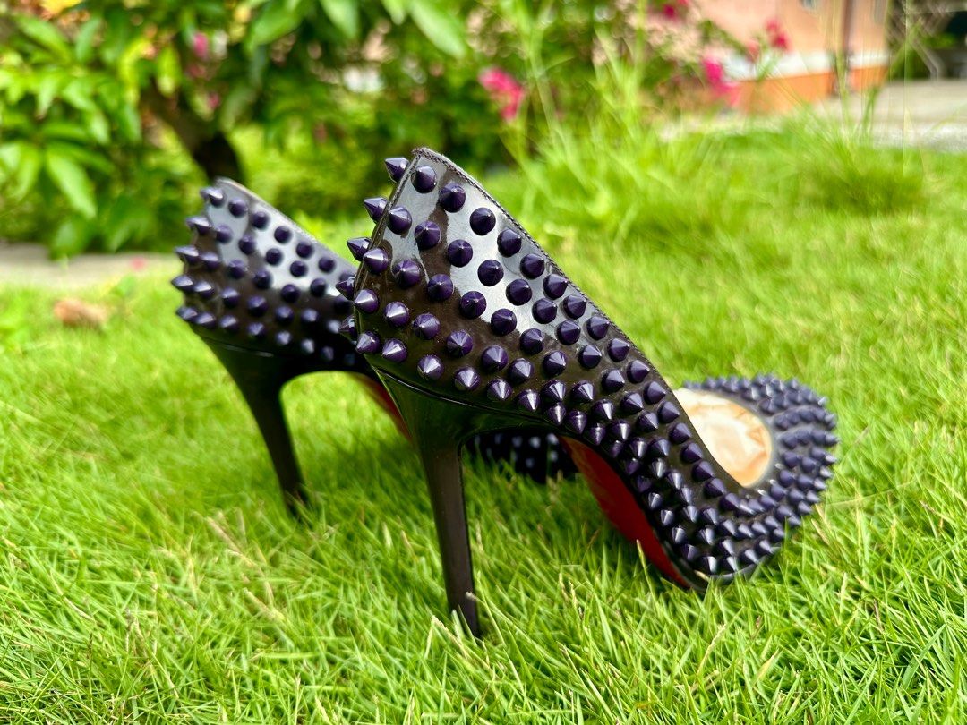Authentic Christian Louboutin Pigalle 100 Purple Iris Spikes Pointy Toe Pump Luxury Sneakers Footwear on Carousell