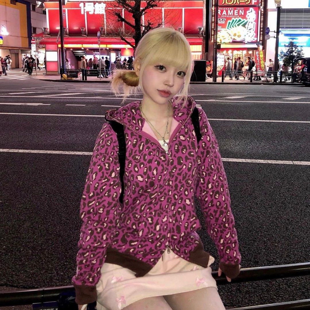 極少 BAPE WILD LEOPARD SHARK HOODIE PINK M