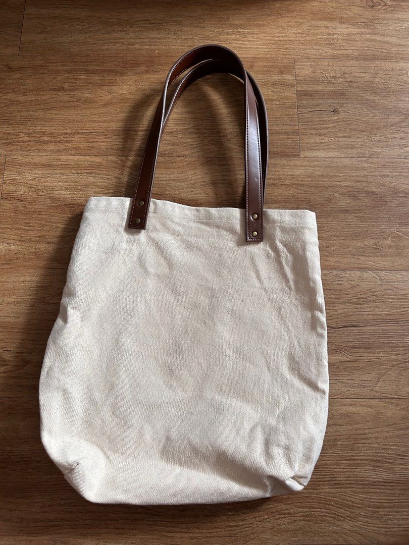 Canvas bag leather straps top