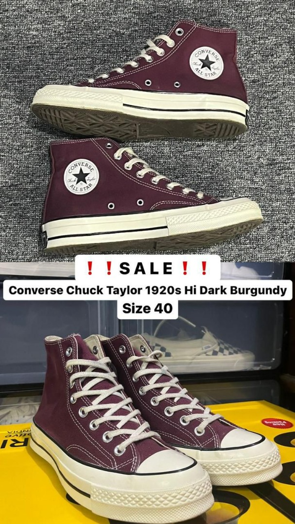 Converse Chuck Taylor 1920s Hi Dark Burgundy Fesyen Pria Sepatu Sneakers di Carousell