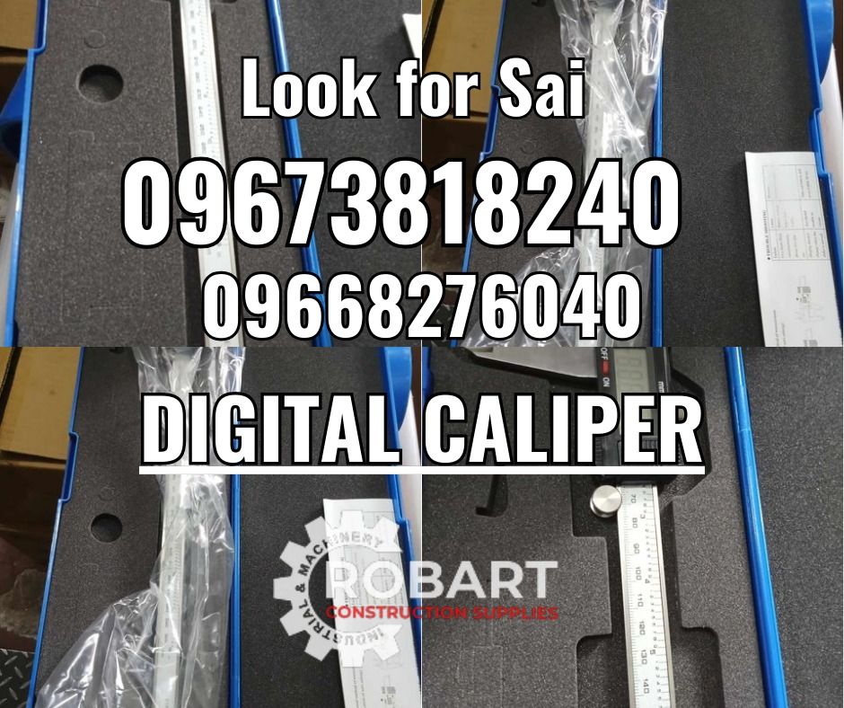 Digital Caliper (Category: Construction Tools & Equipment) located in Manila. Submitted by sairobart375609 (Listing ID 1329849011, Image 1). Description: Digital Caliper Size: 12" ROBART CONSTRUCTION SUPPLIES For inquiries: For FAST TRANSACTION: Sai Robart - 09673818240 / 09662708706 Vbr: Robart Sai - 09673818240 sairobart3@gmail. com Office Address: 1405 Yuseco St. Sta. Cruz Manila 7746-6248, 7216-7605 ,7002-2872, 8-6363005 09351427044 096039478