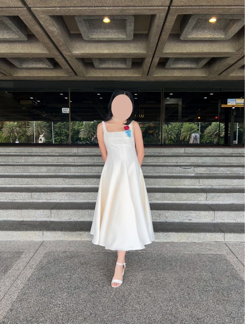 FOR RENT ONLY] Whoopy Clothing Georgia Dress in Pearl White (Medium)