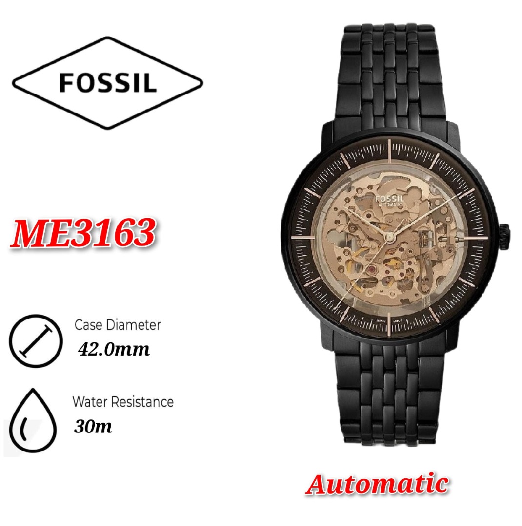 Fossil Men s ME3163 Chase Automatic Black Stainless Steel Watch