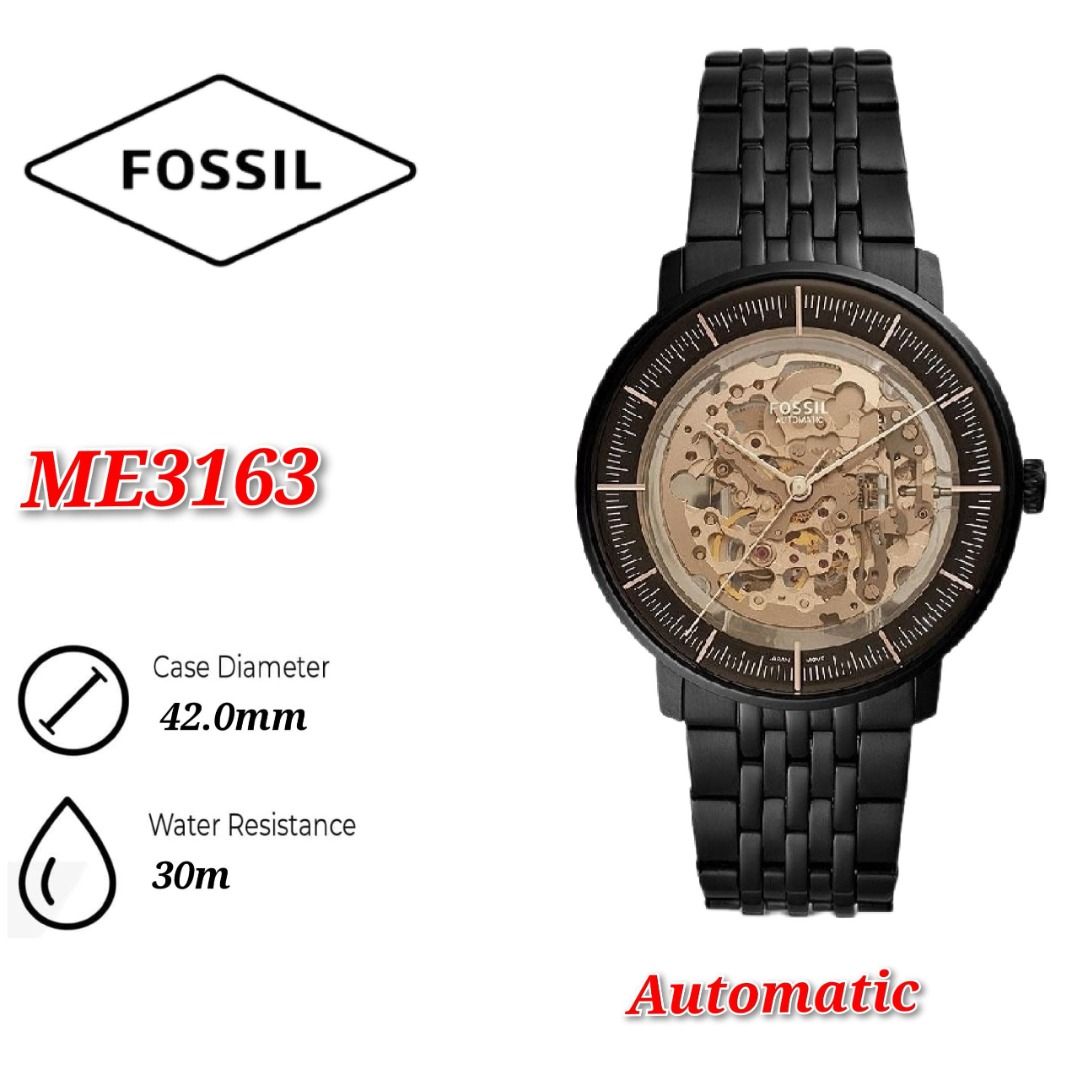 Fossil Men s ME3163 Chase Automatic Black Stainless Steel Watch