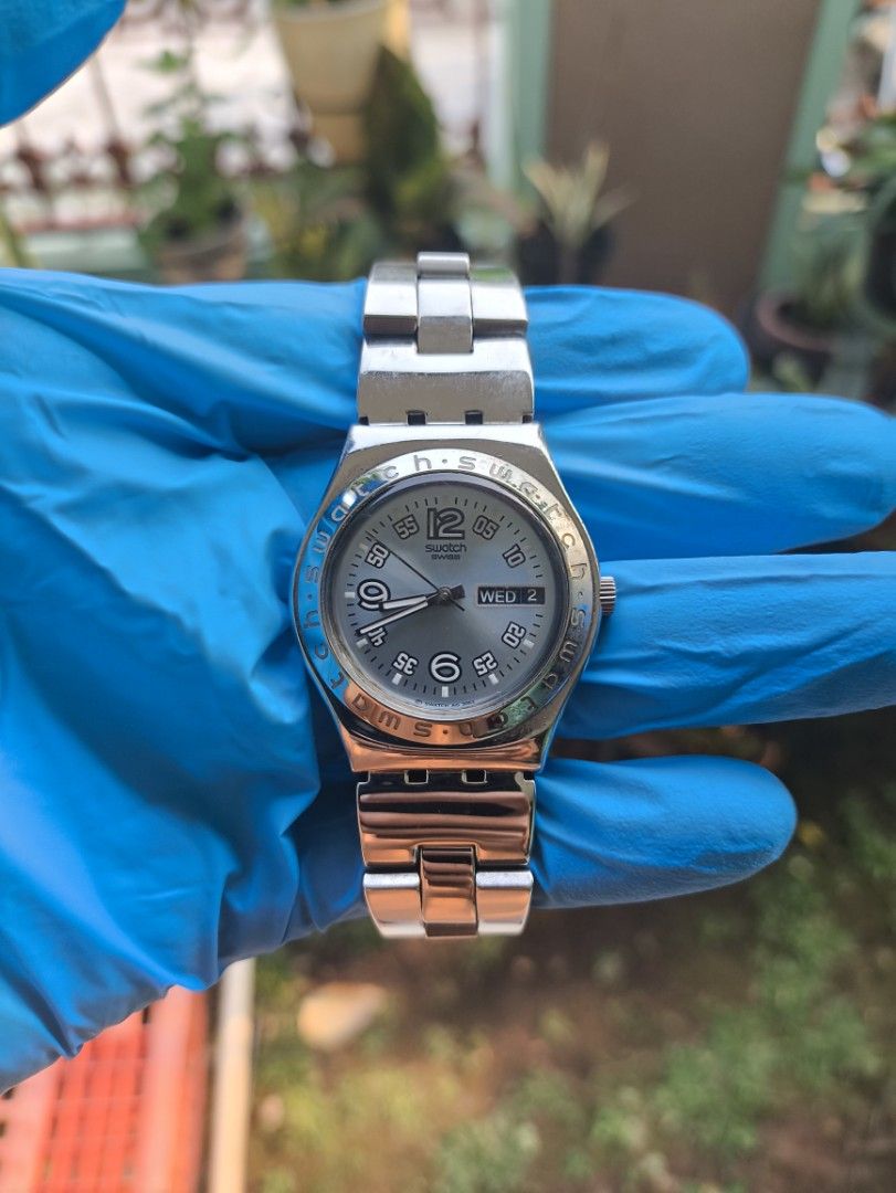 Harga Net Jam Tangan Swatch Irony Day Date Stainless Steel All Original Jarum Nyala Semua Hari Tanggal Aktif Tinggal Pakai
