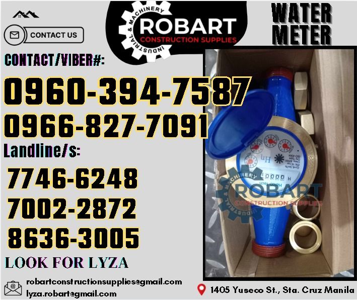Herco-Tech Water Meter (Category: Construction Tools & Equipment) located in Manila. Submitted by lyzarobart11 (Listing ID 1329895092, Image 1). Description: Herco-Tech Water Meter Size: 1" 𝑹𝑶𝑩𝑨𝑹𝑻 𝑪𝑶𝑵𝑺𝑻𝑹𝑼𝑪𝑻𝑰𝑶𝑵 𝑺𝑼𝑷𝑷𝑳𝑰𝑬𝑺 𝒪𝒻𝒻𝒾𝒸𝑒 𝒜𝒹𝒹𝓇𝑒𝓈𝓈: 𝟣𝟦𝟢𝟧 𝒴𝓊𝓈𝑒𝒸𝑜 𝒮𝓉. 𝒮𝓉𝒶 𝒞𝓇𝓊𝓏 𝑀𝒶𝓃𝒾𝓁𝒶 ꜱᴇɴᴅ ᴜꜱ ᴍᴇꜱꜱᴀɢᴇ ꜰᴏʀ ɪɴQᴜɪʀɪᴇꜱ ‼️ ‼️ ɢʟᴏʙᴇ: (0966-827-7091) ꜱᴍʀᴛ - (0960-394-7587) ᴠɪʙʀ - (0960-394-7587) ʟᴀɴᴅʟɪɴᴇ: (863