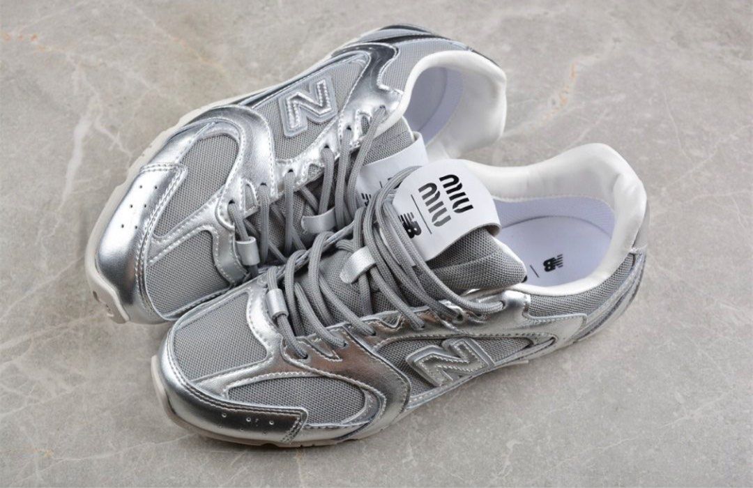 New balance x miumiu silver shoes, Women's Fashion, Footwear