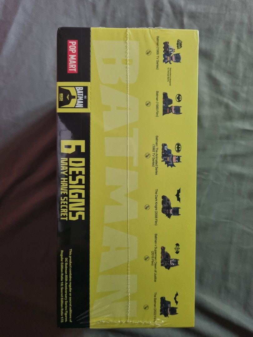 POP MART DC Batman 85th Anniversary Series Figures Blind Box (Category: Designer & Blind Box Toys) located in Manila. Submitted by jayveecatu14021 (Listing ID 1329892422, Image 2). Description: for sale sealed 1 box sealed Highlights Product Name: POP MART DC Batman 85th Anniversary Series Figures Blind Box • Brand: POP MART • IP: DC Batman • Main Material: PVC/ABS/Zinc Alloy Product Size: Figure heightabout 9cm,Approximate cardimensions 5*6cm Ag