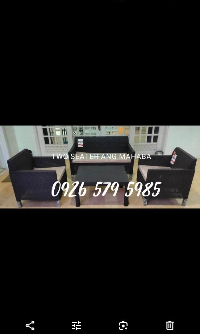 Rattan sala set plastic rattan (Category: Sofas) located in Manila. Submitted by katttt214 (Listing ID 1329984414, Image 2). Description: Plastic Rattan sala set brand new on hand cod or gcash.
