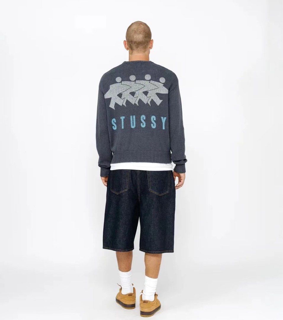 STUSSY FW24 SURFMAN ICON COTTON LINEN CREW衝浪人毛衣, 他的時尚