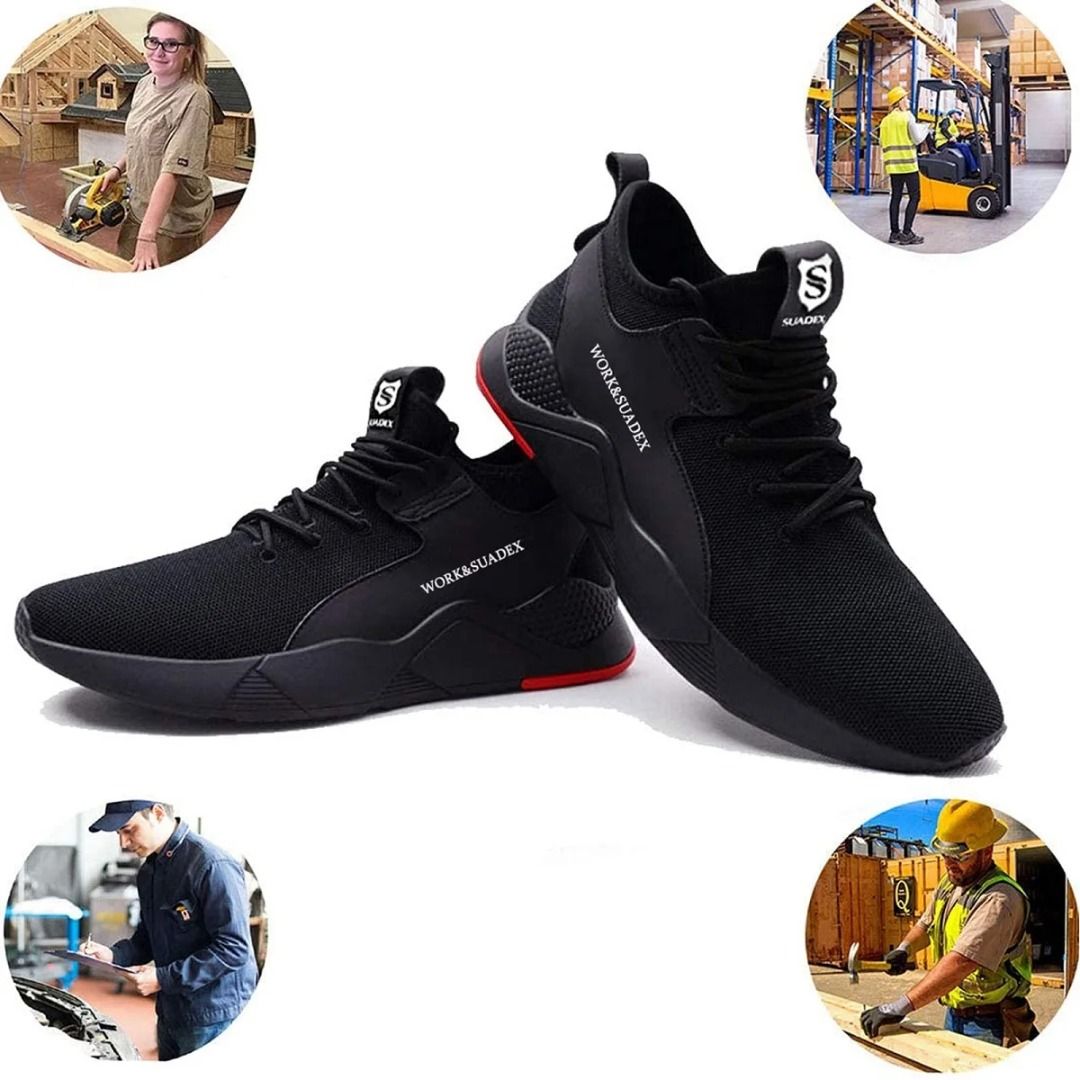 SUADEX Men Work Safety Shoes Steel Toe Cap AntiSmashing Puncture Proof