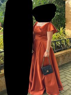 For rent and for sale Terracotta/orange/ rust Floor length tailored gown bridesmaid  long gown