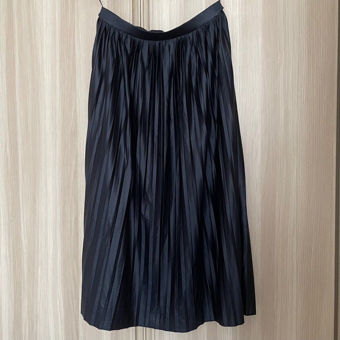 Topshop Navy Pleated Skirt
