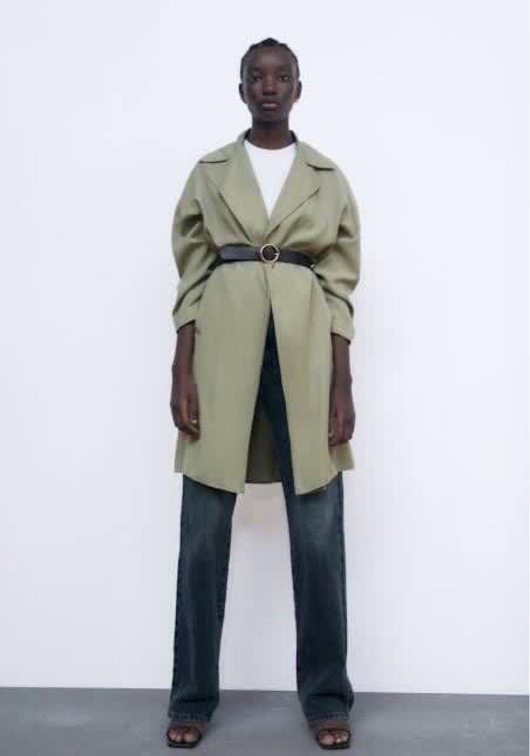 ZARA FLOWY TRENCH COAT Fesyen Wanita Pakaian Wanita Atasan di Carousell