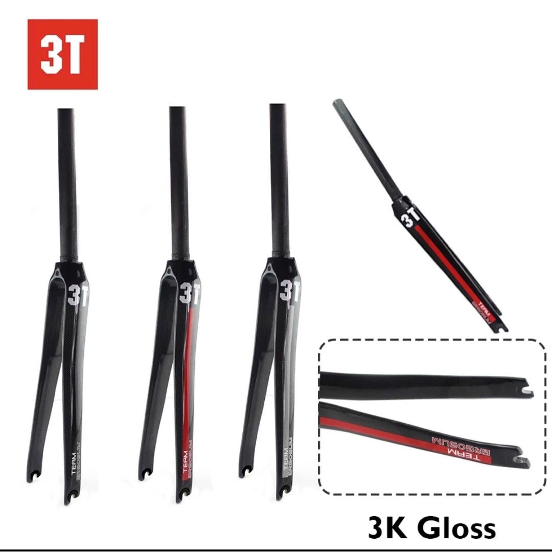 3T 700C 3K Glossy Carbon Fibre Front Fork For Bike Bicycle Roadbike Fixie Fixed Sports Equipment Bicycles Parts Parts Accessories on Carousell